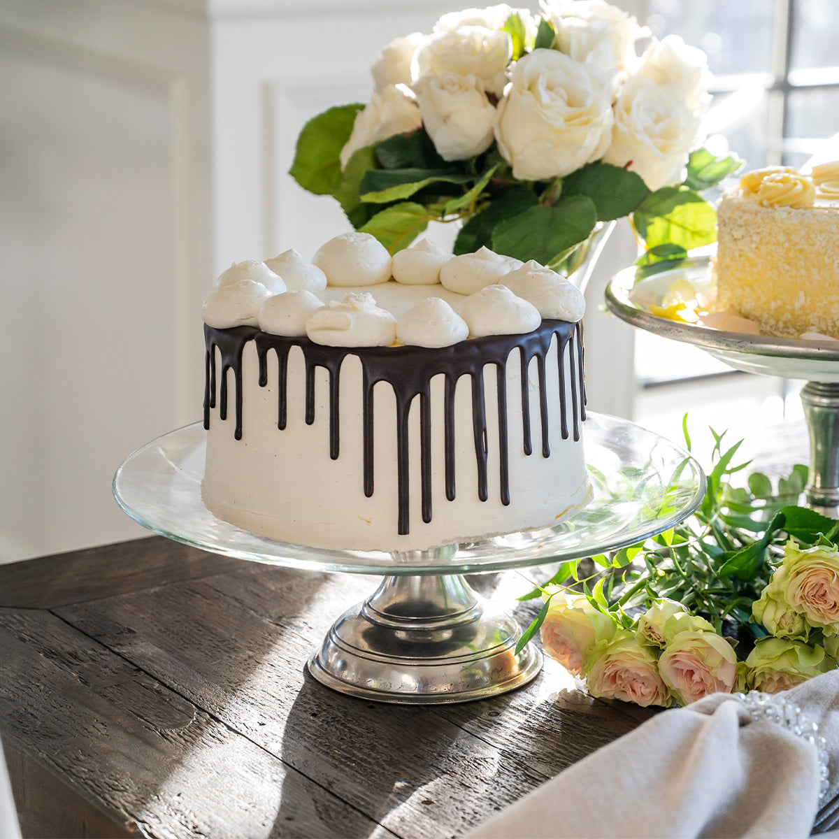 Black & Silver Floral Two Tier Cake Stand Design by Assemblage at Pernia's  Pop Up Shop 2024