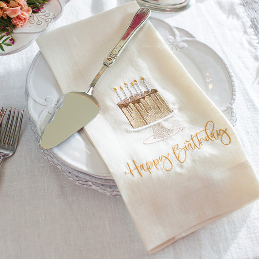 Happy Birthday Cake Linen Towel