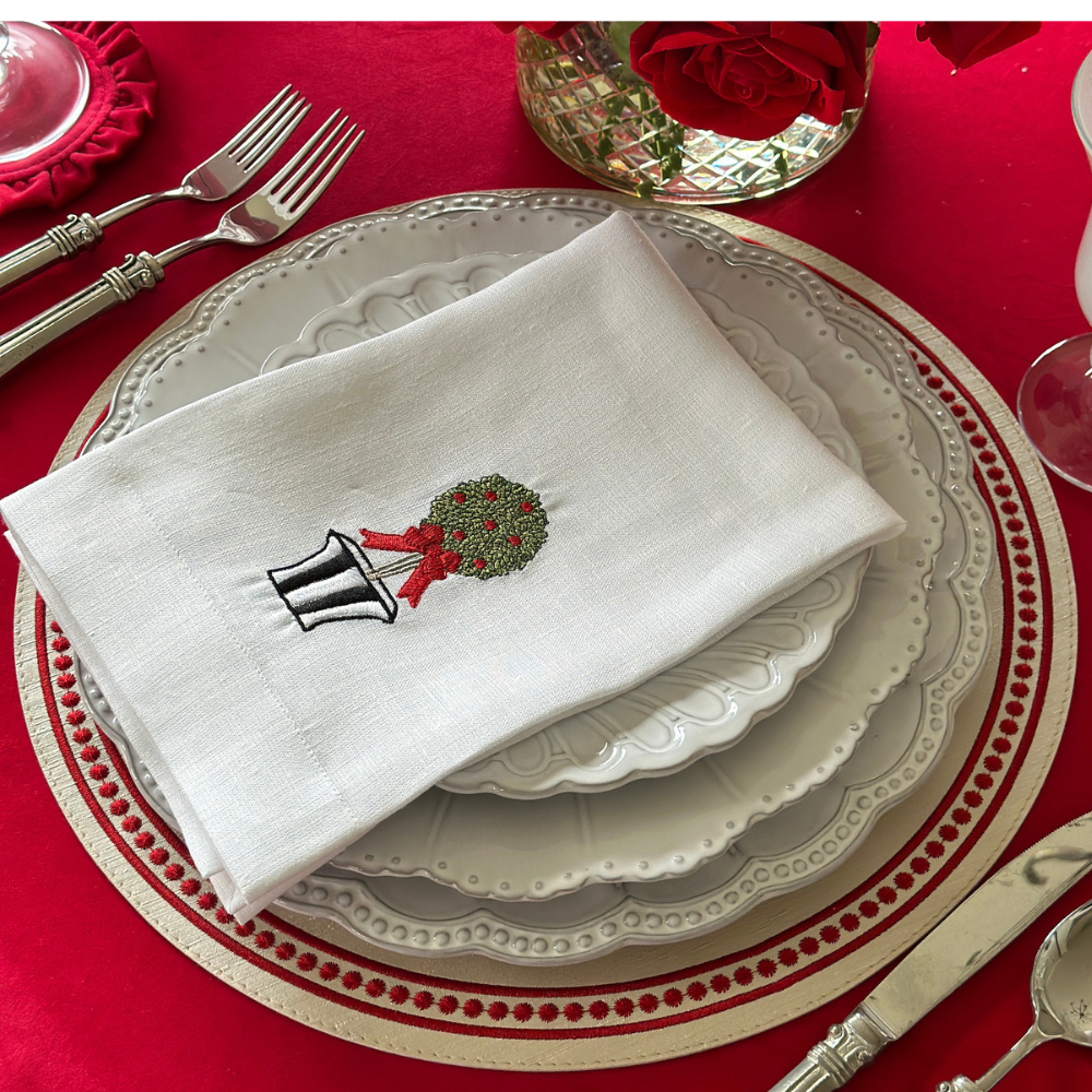 Holiday Topiary Tri-Fold Napkin