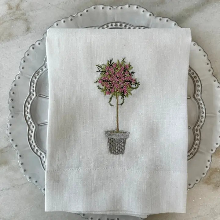 Pink Topiary Tri-Fold Napkin