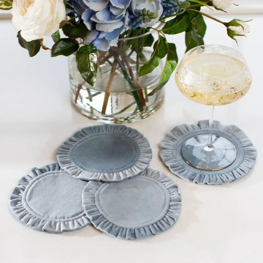 Round Ruffle Velvet Coaster Set (4)