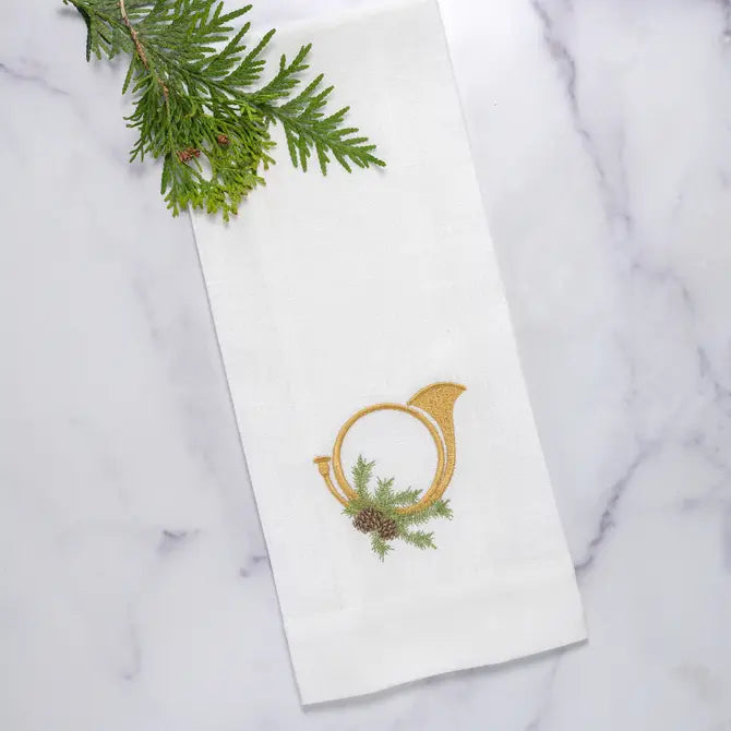 Christmas Horn Linen Towel - New