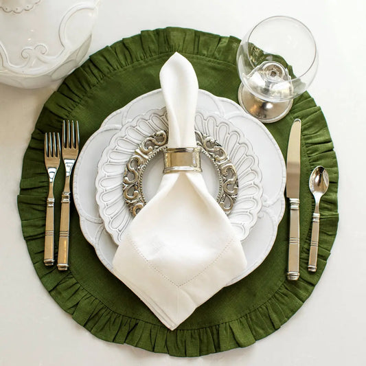 Round Ruffle Linen Placemat - New Colors