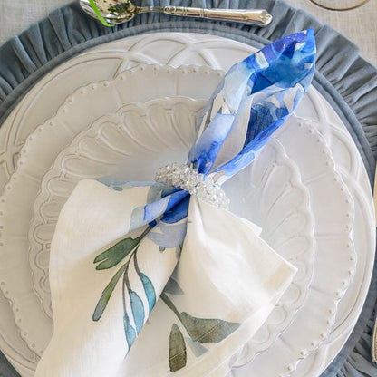 Blue Floral Watercolor Large Napkin