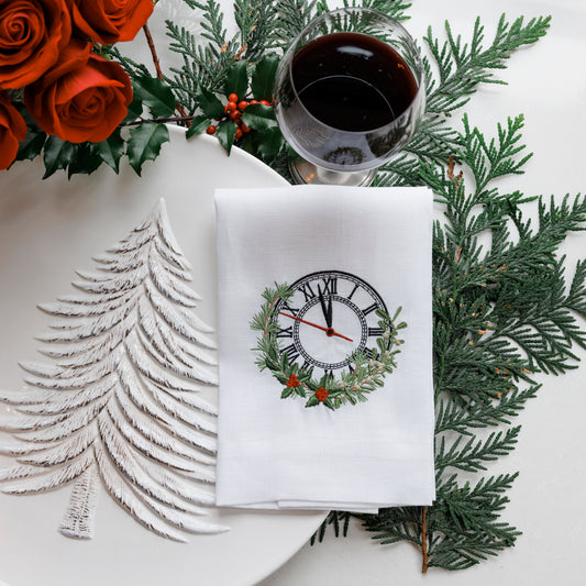 Christmas Eve Clock Linen Towel