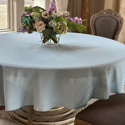 90" Solid Round Linen Tablecloth