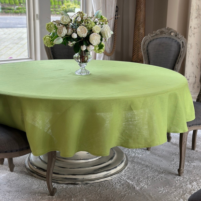 90" Solid Round Linen Tablecloth