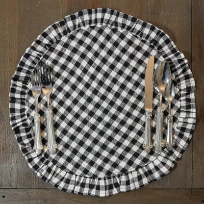 Round Ruffle Linen Placemat - Two Sizes