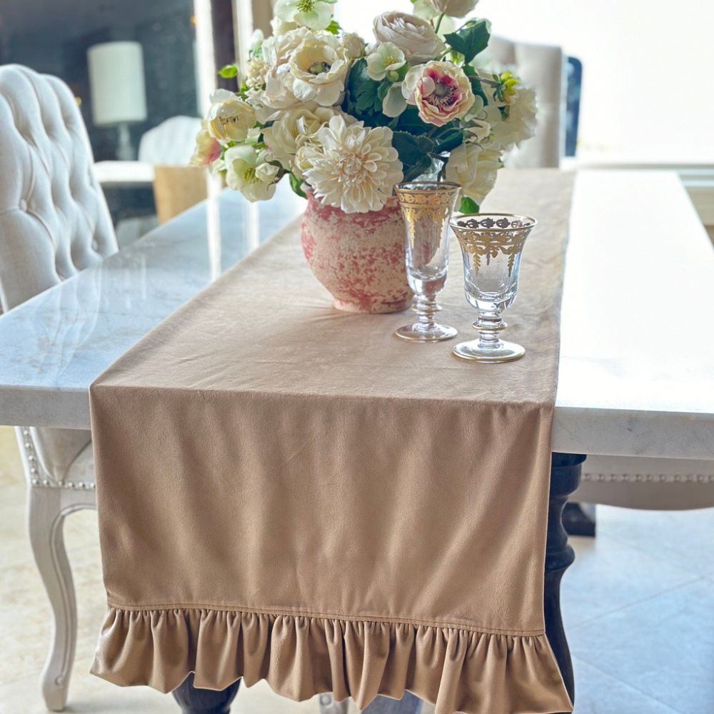 Velvet Table Runner with Ruffle - New Colors