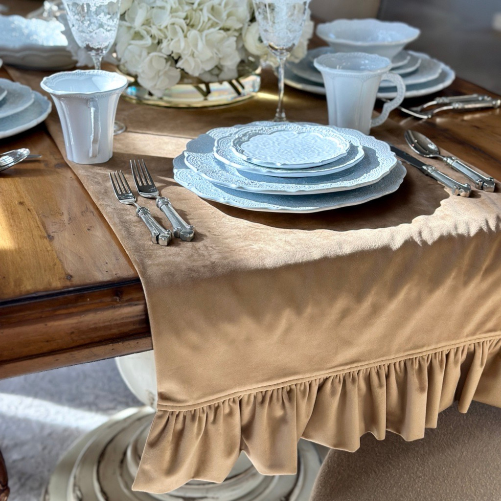 Velvet Table Runner with Ruffle - New Colors