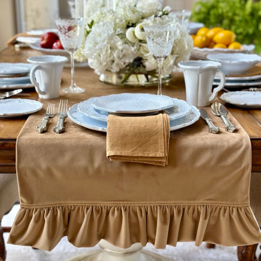 Velvet Table Runner with Ruffle - New Colors