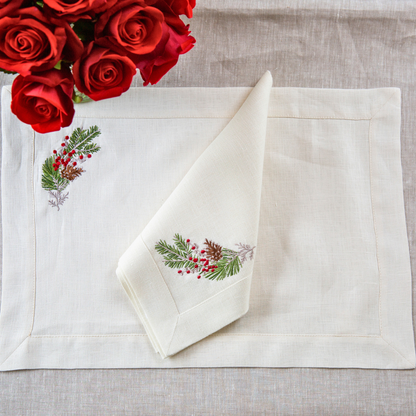 Natale Sprig Linen Placemat