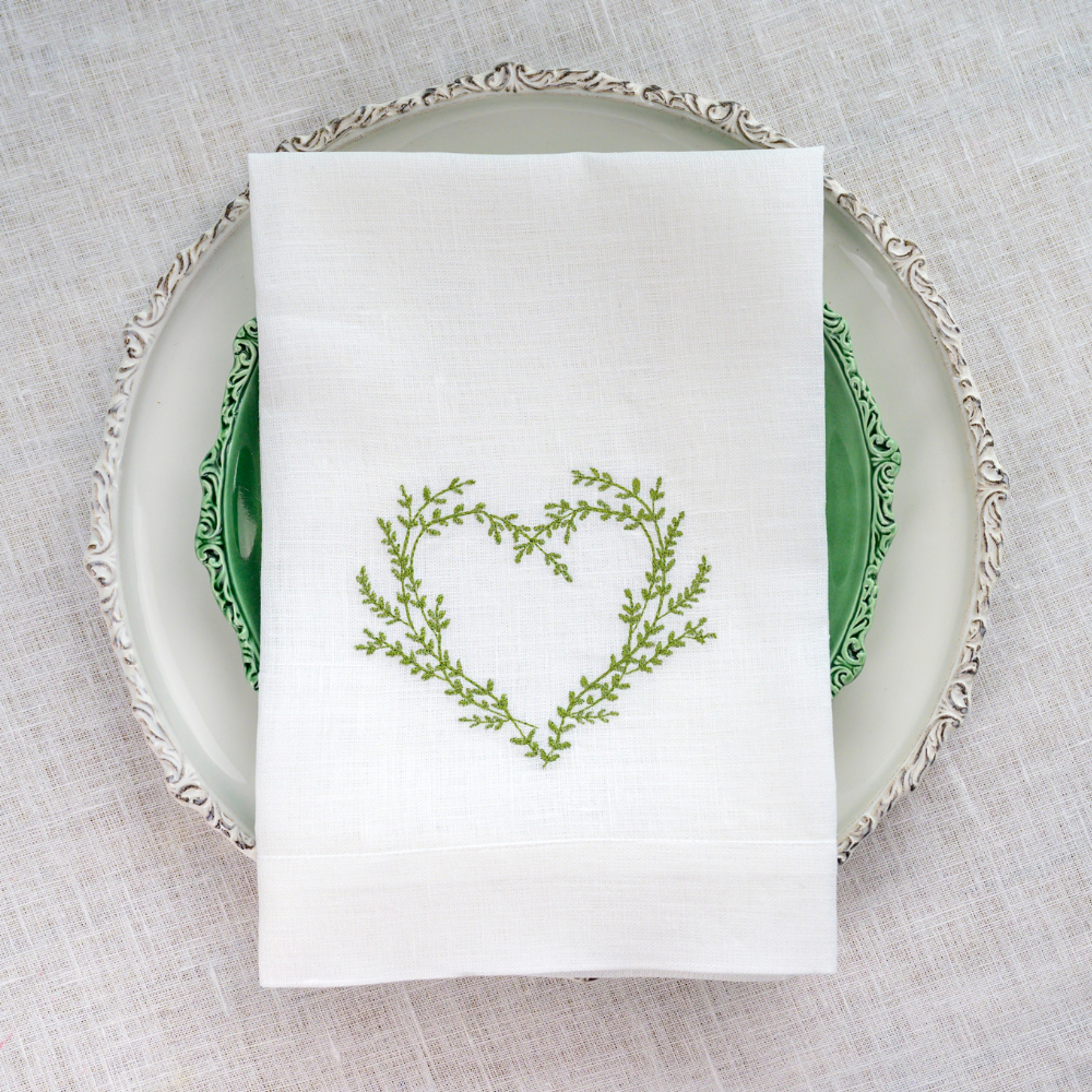 Vineyard Heart Linen Towel