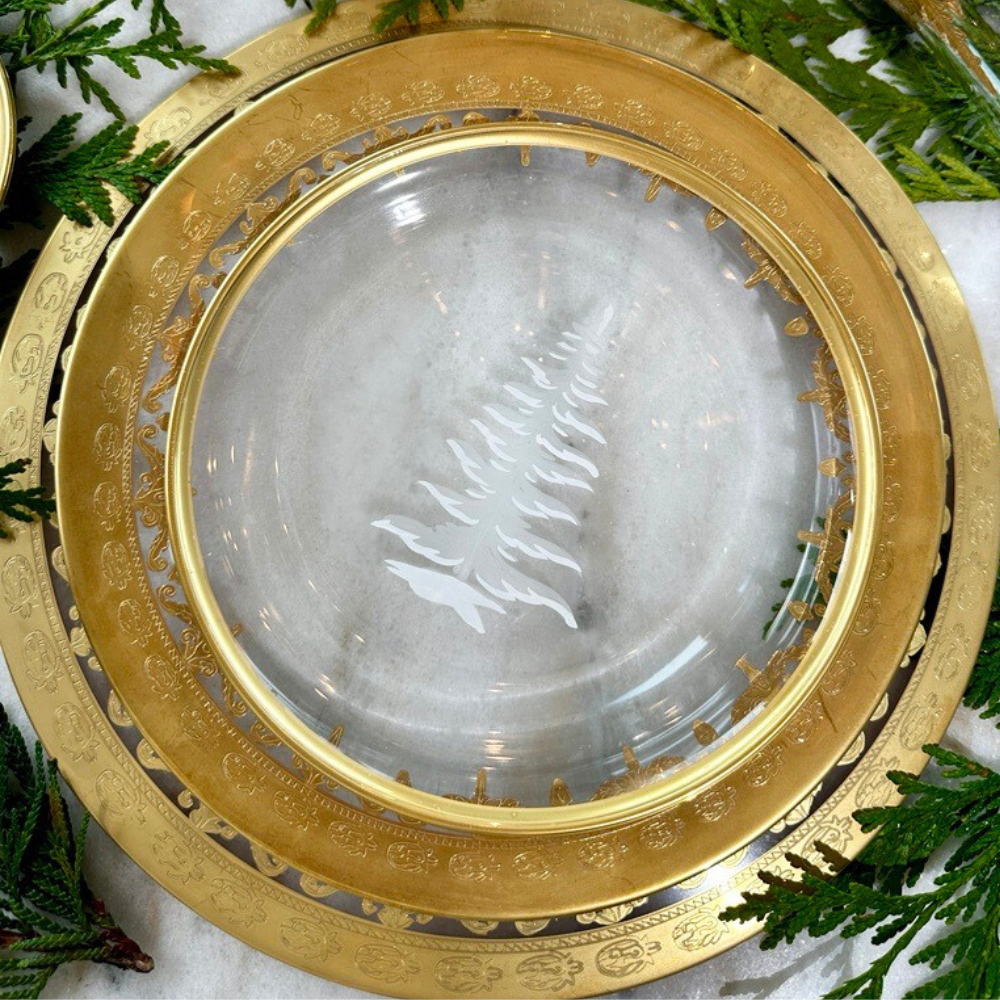 Vetro Gold Etched Tree Plate