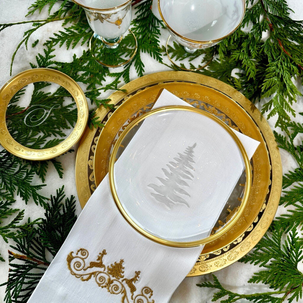 Vetro Gold Etched Tree Plate