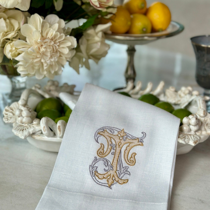 Vintage Vine Monogram Linen Towel