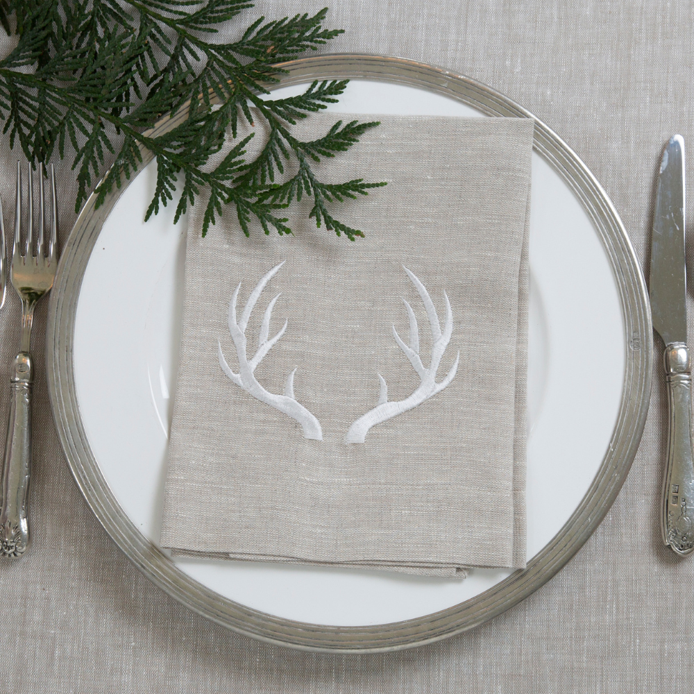 Antler Linen Tri-Fold Napkin