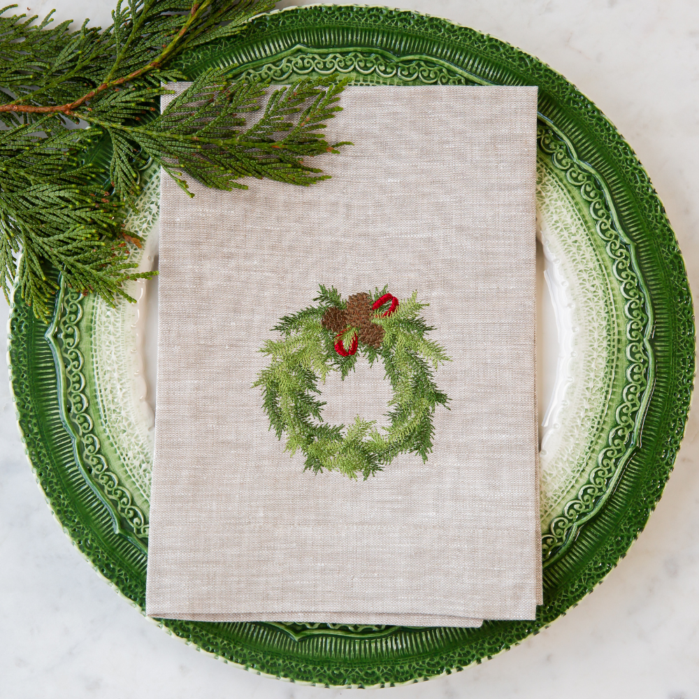 Juniper Wreath Tri-Fold Napkin