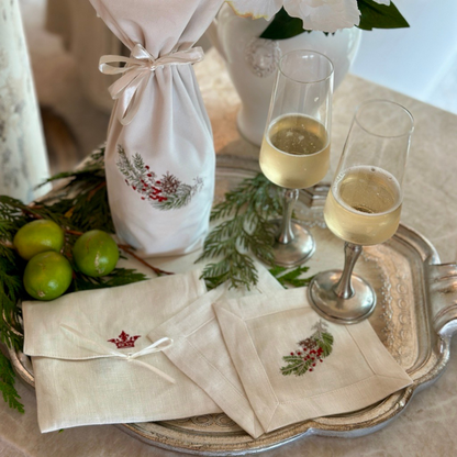 Natale Sprig Velvet Wine Bag