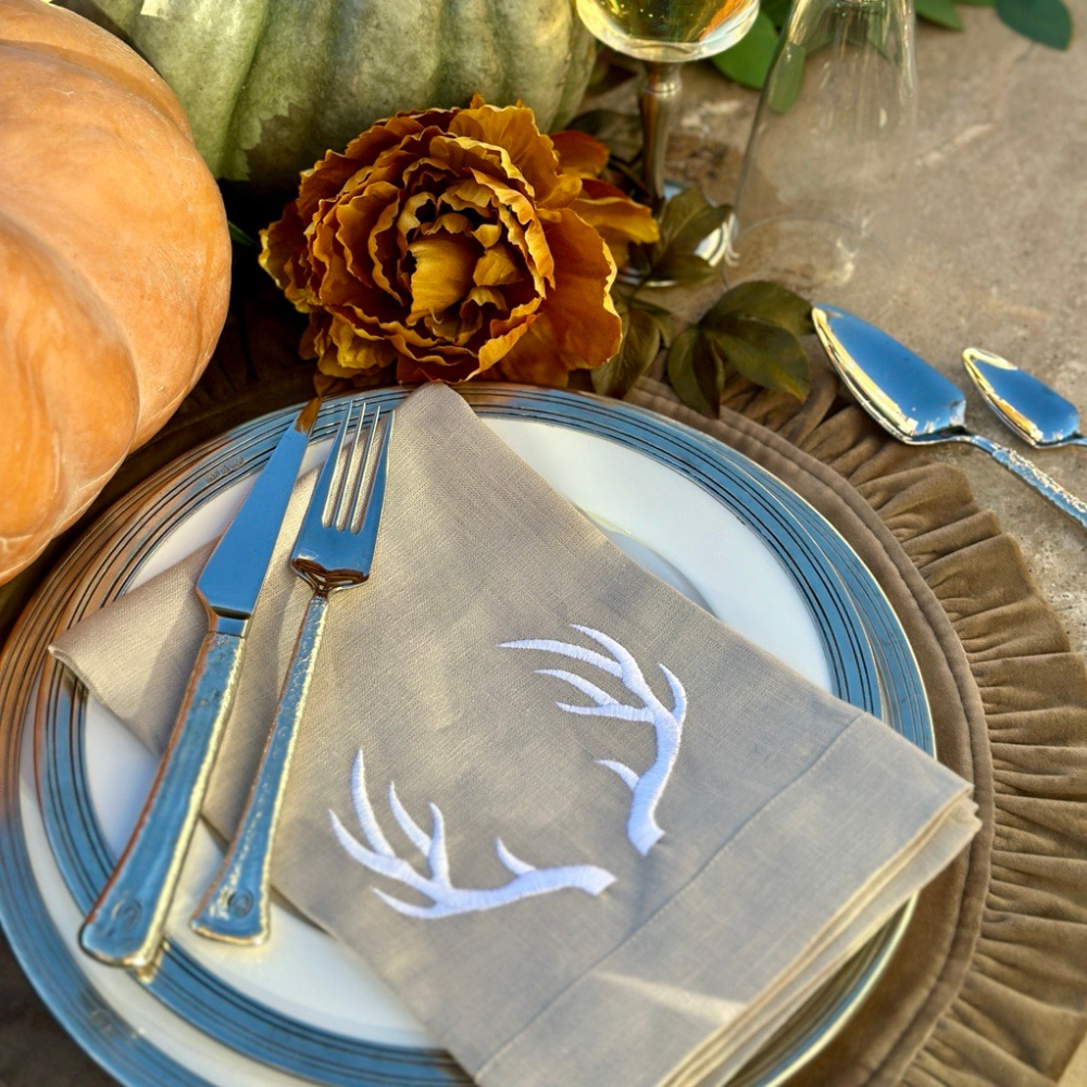 Antler Linen Tri-Fold Napkin