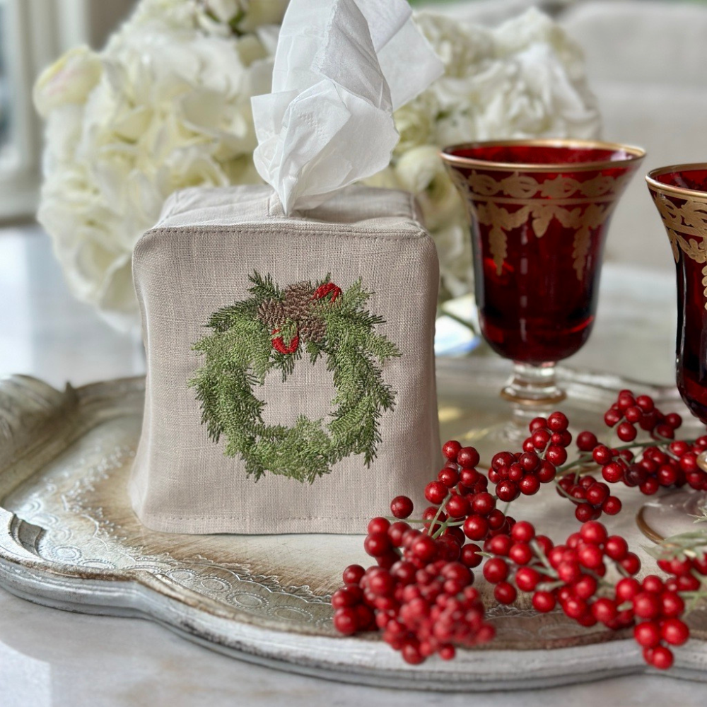 Juniper Wreath Tissue Box Cover