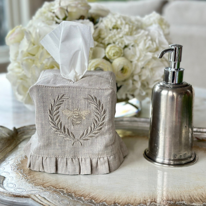 Bumble Bee Linen Tissue Box Cover