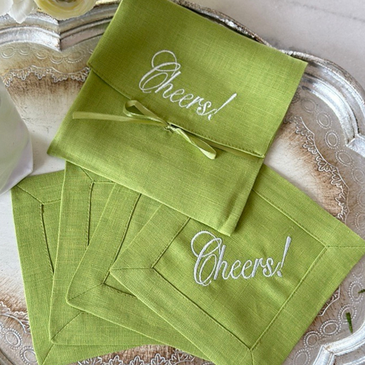 Cheers Linen Cocktail Napkin Set