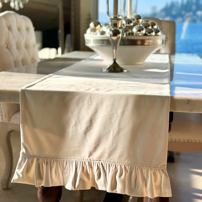 Velvet Table Runner with Ruffle - New Colors