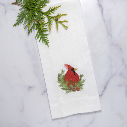 Christmas Cardinal Linen Towel - New