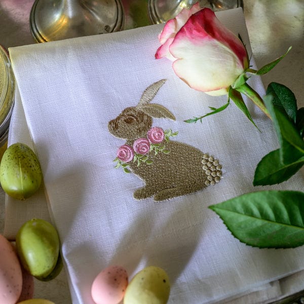 Floral Bunny Linen Towel