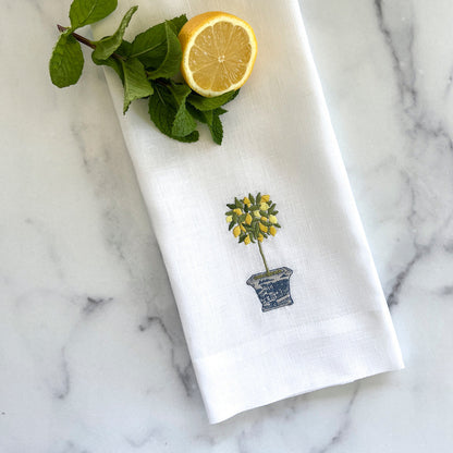 Serviette en lin topiaire citron