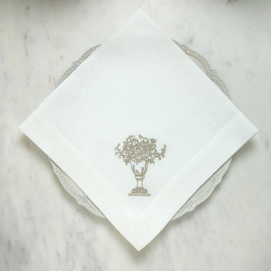 Bianco Urna Fiorita Large Napkin - New