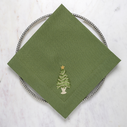 Tree with Gold Trim Large Napkin - New