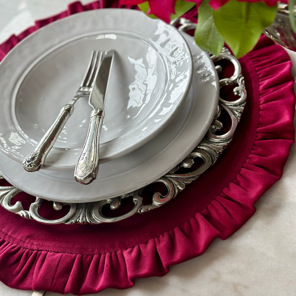 Round Ruffle Velvet Placemat - Two Sizes