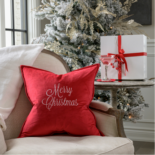 Merry Christmas Velvet Sicily Throw Pillow