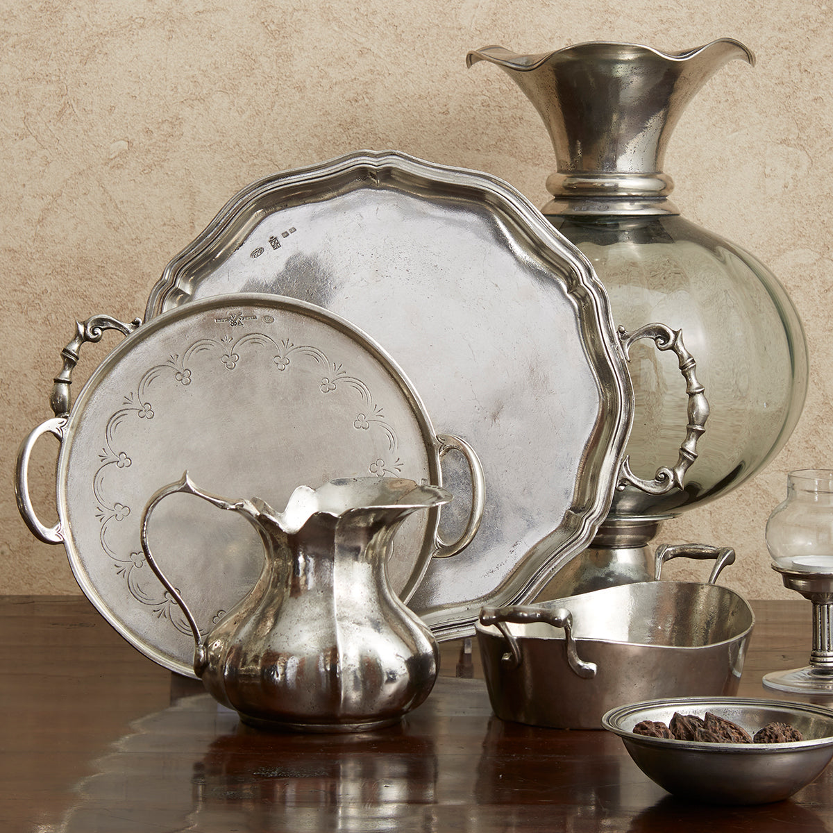 Vintage Pewter set with hotsell tray