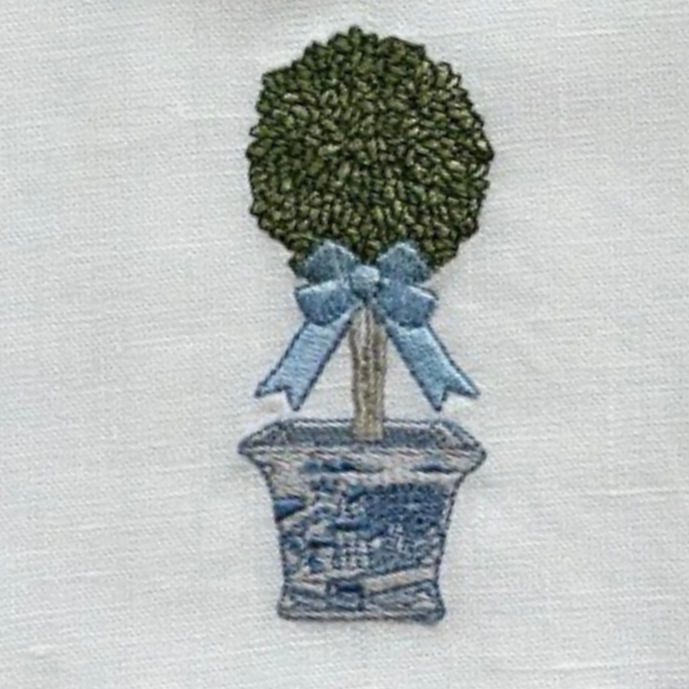 Chinoiserie Boxwood Topiary Large Napkin - New