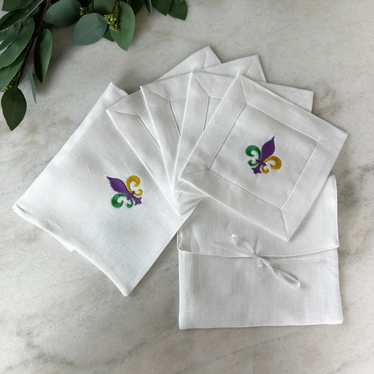 Fleur de lis Cocktail Napkin Set  - New