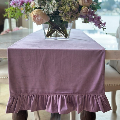 Velvet Table Runner with Ruffle - New Colors