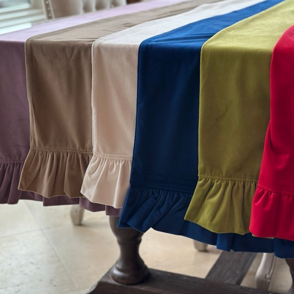 Velvet Table Runner with Ruffle - New Colors