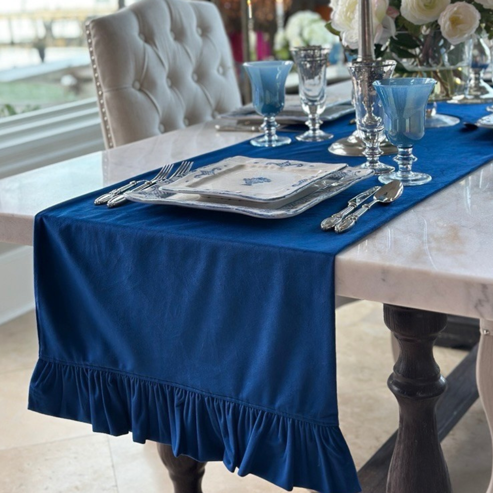 Velvet Table Runner with Ruffle - New Colors