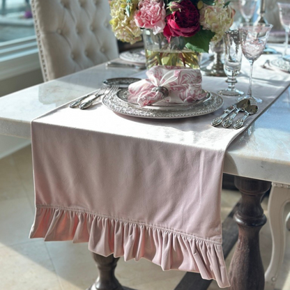 Velvet Table Runner with Ruffle - New Colors