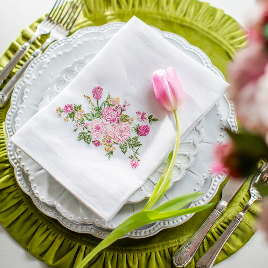 Serviette de table à trois volets à fleurs vintage