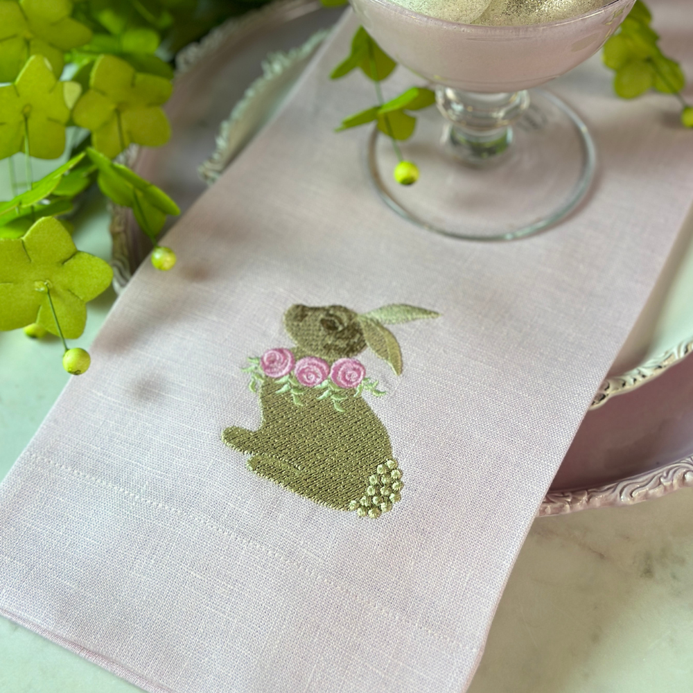 Floral Bunny Linen Towel