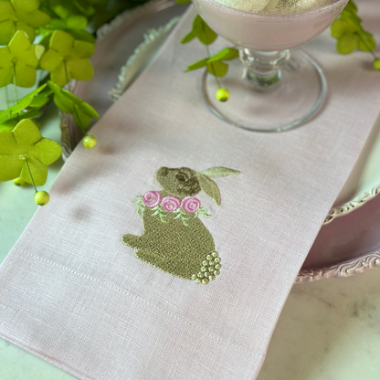 Serviette en lin lapin floral