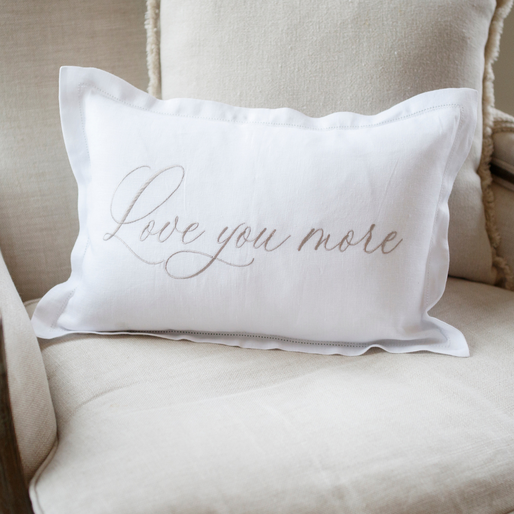 Love You More Hemstitch Décor Pillow