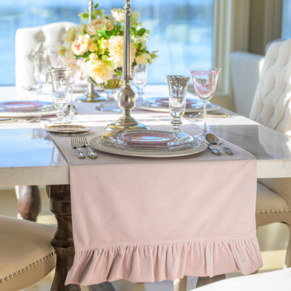 Velvet Table Runner with Ruffle - New Colors