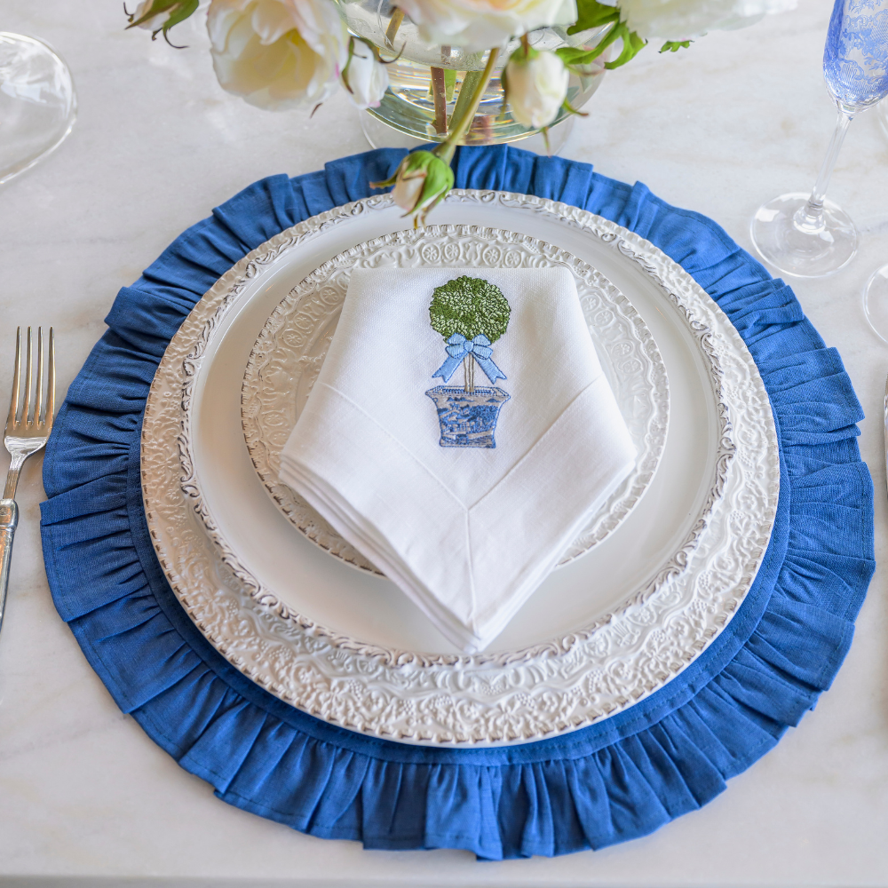 Round Ruffle Linen Placemat - Two Sizes