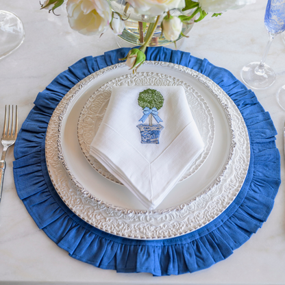 Round Ruffle Linen Placemat - Two Sizes