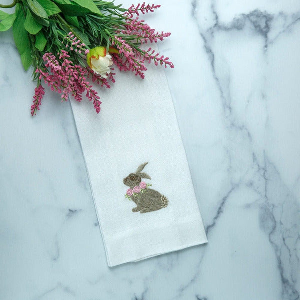 Serviette en lin lapin floral